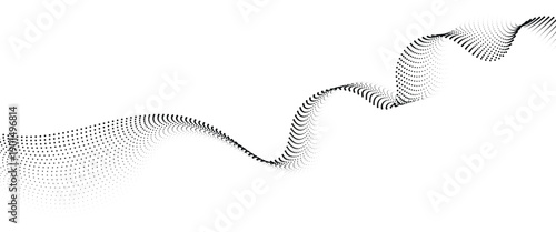 Flowing Dot Wave halftone gradient pattern on transparent background	
