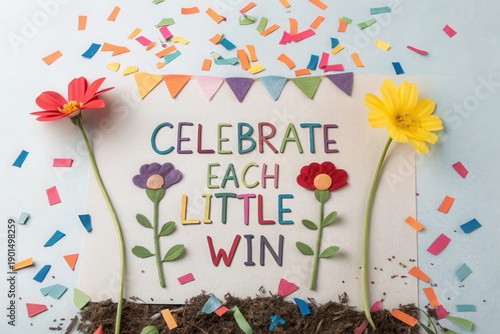 Colorful Paper Flowers Celebrate Each Little Win in Vibrant Scene
