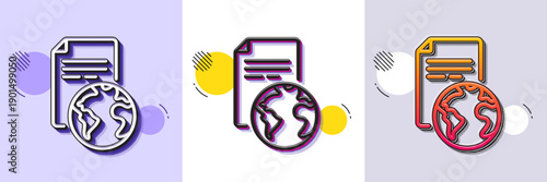 Global business documents line icon. Halftone dotted pattern. Gradient icon with grain shadow. Translation service sign. Internet marketing symbol. Line translation service icon. Vector
