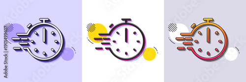 Cooking timer line icon. Halftone dotted pattern. Gradient icon with grain shadow. Frying stopwatch sign. Food preparation symbol. Line cooking timer icon. Various designs. Vector