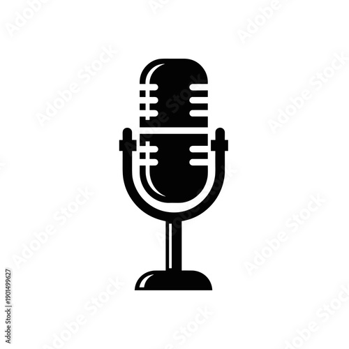 Vintage Microphone Icon: A classic microphone, elegantly silhouetted, symbolizes the power of voice and the art of communication.