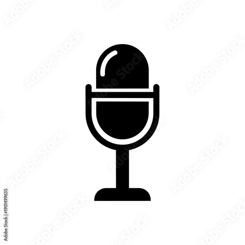 Classic Studio Microphone: A sleek, black silhouette of a classic studio microphone, perfect for music production, podcasting, or voice recording.