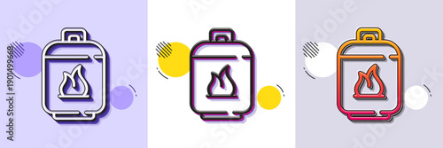 Gas cylinder line icon. Halftone dotted pattern. Gradient icon with grain shadow. LPG fuel container sign. Liquefied petroleum gas bottle symbol. Line gas cylinder icon. Various designs. Vector