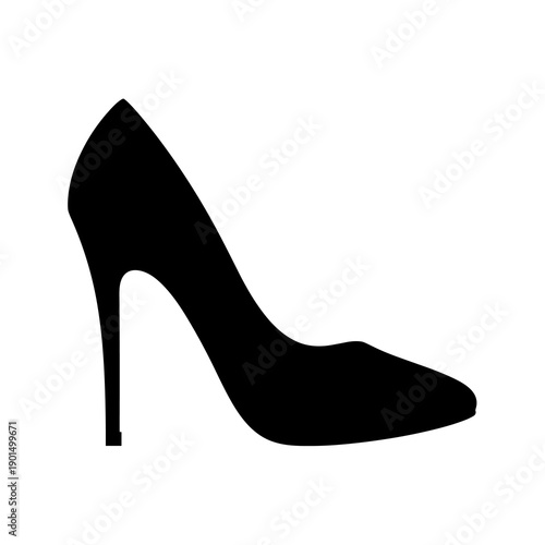 High heel shoe silhouette vector icon stiletto fashion footwear elegant style women dress formal symbol design
