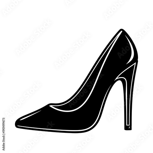 High heel shoe silhouette vector icon stiletto fashion footwear elegant style women dress formal symbol design
