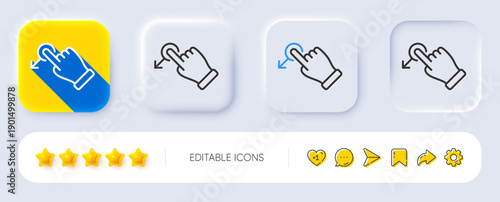 Drag drop gesture line icon. Neumorphic, Flat shadow, 3d buttons. Slide arrow sign. Swipe action symbol. Line drag drop icon. Social media icons. Vector