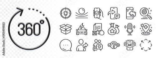 Microphone, Incoming call and Loyalty points line icons for web app. Glare of light effect. Message icon. Pack of Car charging, Idea, Quiz test pictogram icons. Vector