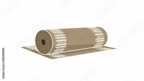 Obraz na płótnie Rolled Beige Carpet on White Background.