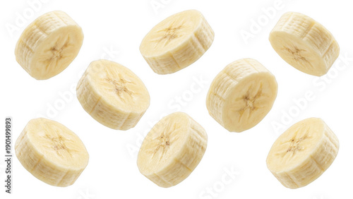 Wallpaper Mural Ripe banana slices levitating against a pure dark setting Torontodigital.ca