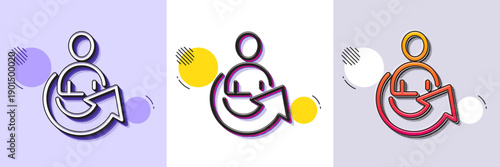 Share line icon. Halftone dotted pattern. Gradient icon with grain shadow. Business management sign. Employee, Manager refer symbol. Line share icon. Various designs. Vector