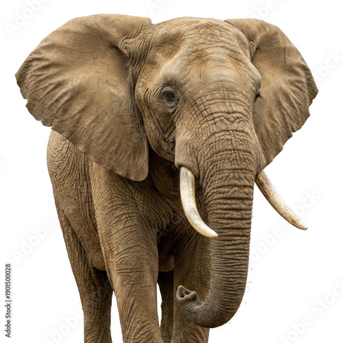 Wallpaper Mural Majestic African Elephant Portrait with Prominent Tusks and Wrinkled Skin against a Dark Void Torontodigital.ca