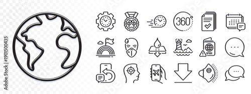 Flight mode, Downloading and Lgbt line icons for web app. Glare of light effect. Message icon. Pack of Phone message, Handout, Lighthouse pictogram icons. Vector