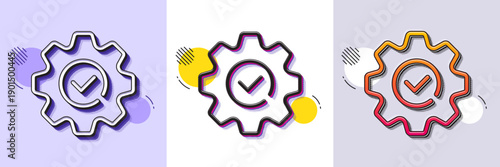 Execute line icon. Halftone dotted pattern. Gradient icon with grain shadow. Approved service sign. Maintenance symbol. Line execute icon. Various designs. Vector