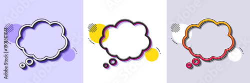 Comic Speech bubble line icon. Halftone dotted pattern. Gradient icon with grain shadow. Chat sign. Communication or Comment symbol. Line comic message icon. Various designs. Vector
