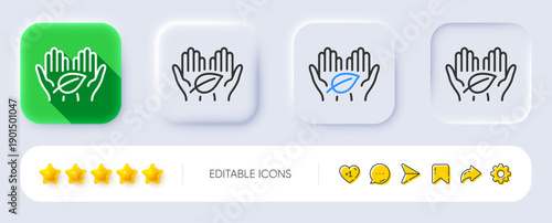 Fair trade line icon. Neumorphic, Flat shadow, 3d buttons. Bio cosmetics sign. Organic tested symbol. Line fair trade icon. Social media icons. Vector