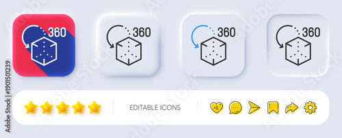 Augmented reality line icon. Neumorphic, Flat shadow, 3d buttons. VR simulation sign. 3d cube symbol. Line augmented reality icon. Social media icons. Vector