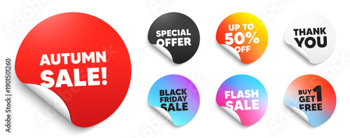 Autumn sale red sticker tag. Special offer paper price tags. Autumn Sale tag. Special offer price sign. Advertising Discounts symbol. Discount, black friday sticker. Promo banner. Vector