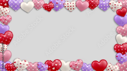 valentine's day animated frame with beating hearts. valentine background with colorful hearts motion graphic