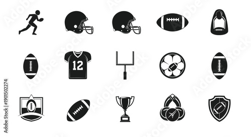 American football equipments represent the sport visually.