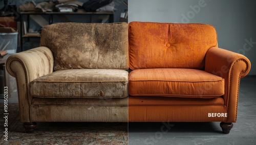 sofa's cleanliness before and after