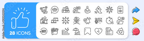 Home facility, View document and Inflation line icons. Interest rate, AI generate, Inflation icons. Pack of 5g internet, Shopping cart, Wholesale goods icon. Vector