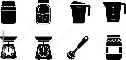 Collection of kitchen utensils and containers for cooking and baking