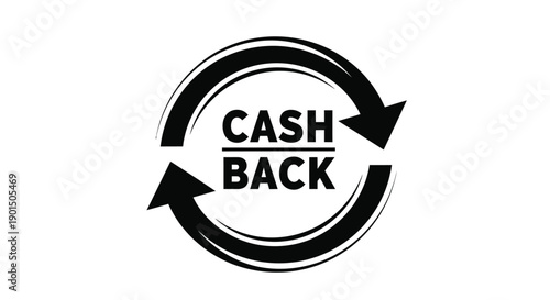 Cash back circular arrow icon symbolizes financial return.