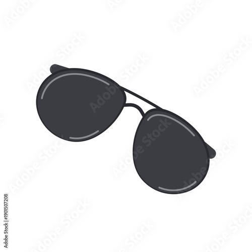 Sunglasses of popular among police pilot, aviator shape, classic form. Concept of authority, covert surveillance, sun protection.