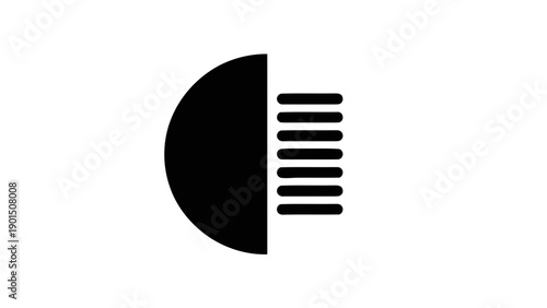 Vector illustration of, on transparent background, a sleek half-circle and horizontal bars interface icon