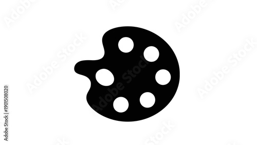 Vector illustration of a classic artist's paint palette with various colors on transparent background