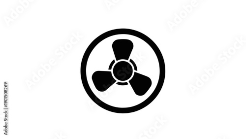 Vector illustration of a cooling air fan icon, climate control, ventilation symbol on transparent background