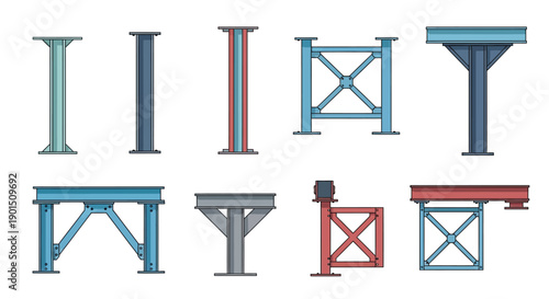 Collection of Diverse Steel Structural Components and Architectural Supports