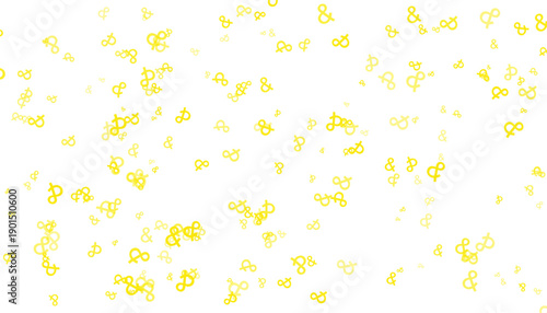 A vibrant yellow confetti pattern on a white background creates a festive atmosphere.
