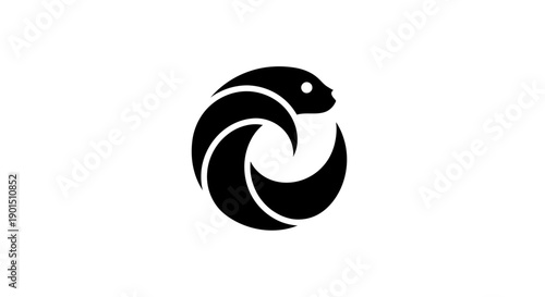 Abstract snake emblem on white background
