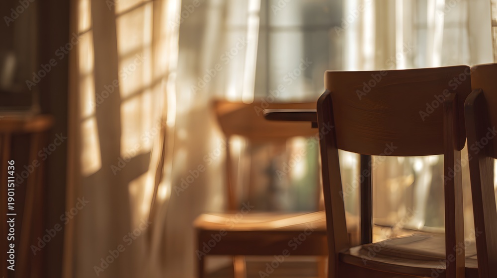 Fototapeta premium Warm sunlight bathes a cozy interior creating an inviting calm atmosphere perfect for peaceful moments