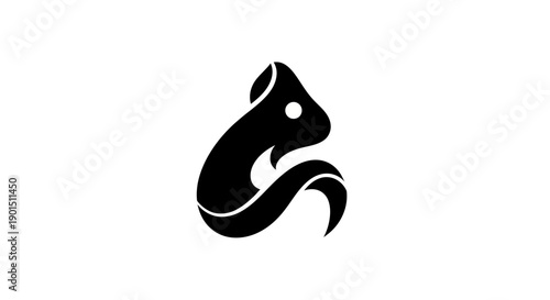 Abstract squirrel logo design in black and white