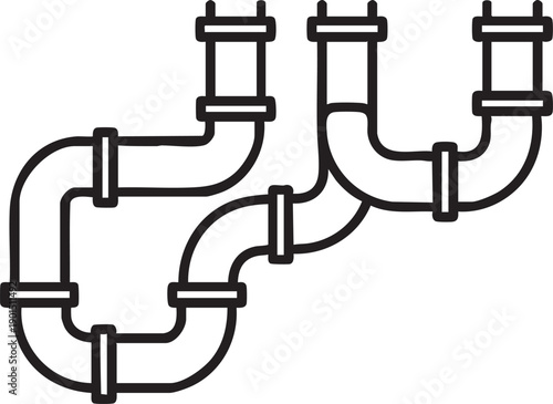 Plumbing pipes system industrial pipeline connection vector illustration for construction and engineering concepts