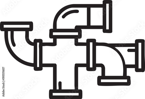 Plumbing pipe connection system industrial water supply network graphic simple vector illustration for construction and engineering