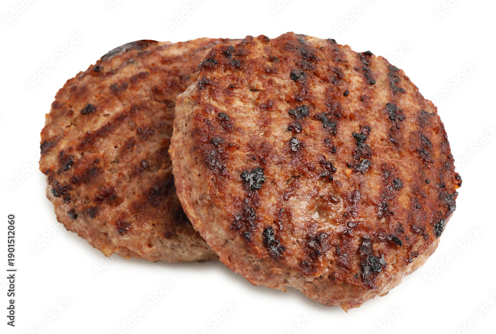 Naklejka premium Delicious grilled meat patties isolated on white