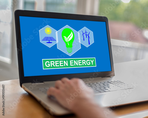 Green energy concept on a laptop