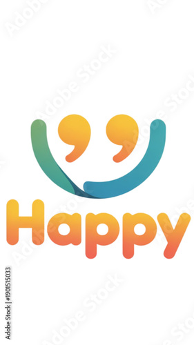 Colorful Smiling Quotation Mark Design isolated on transparent background.