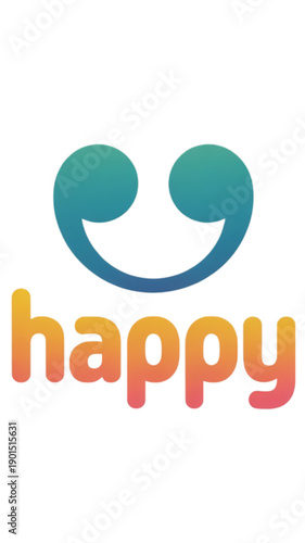 Colorful Smiling Face Emoticon Symbol isolated on transparent background.