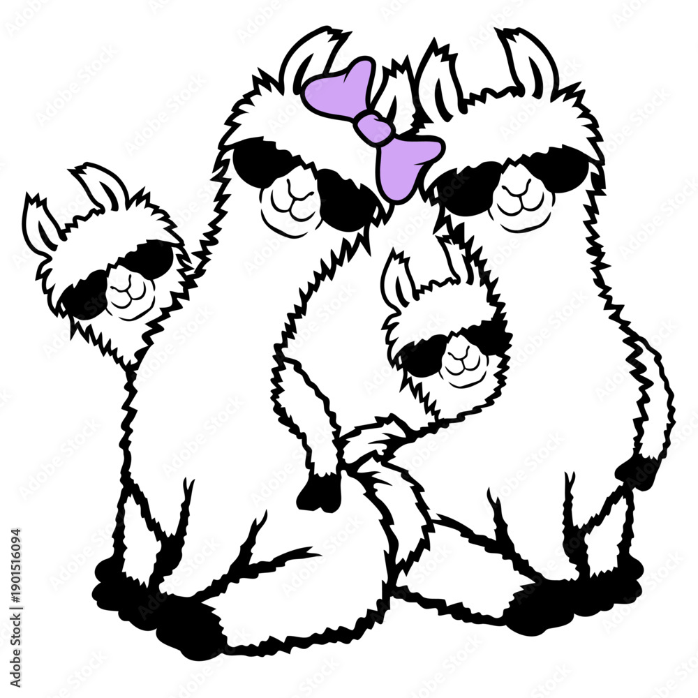 Fototapeta premium Family Children No Prob Llama Probllama Drama Cool Sunglasses Sitting Relaxed