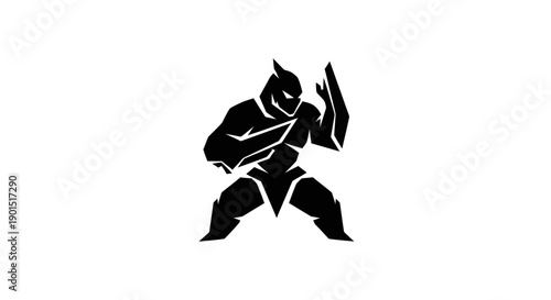 Abstract warrior silhouette on white