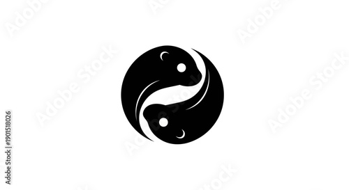 Abstract yin yang animals logo design