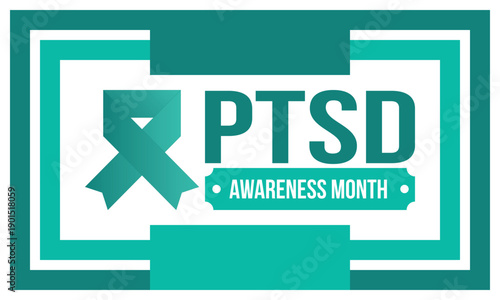 PTSD Awareness Month in June. Post Traumatic Stress Disorder. Celebrated annual in United States. Medical health care and awareness design. Poster, card, banner and background. Vector illustration