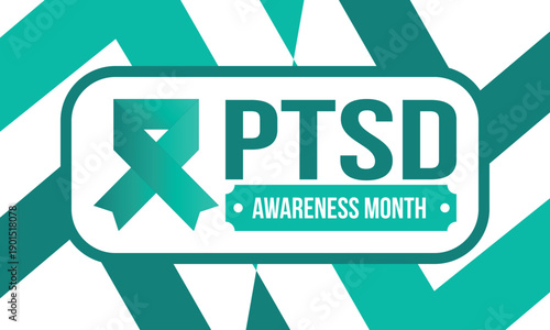 PTSD Awareness Month in June. Post Traumatic Stress Disorder. Celebrated annual in United States. Medical health care and awareness design. Poster, card, banner and background. Vector illustration
