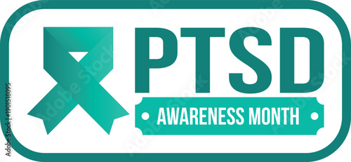 PTSD Awareness Month in June. Post Traumatic Stress Disorder. Celebrated annual in United States. Medical health care and awareness design. Poster, card, banner and background. Vector illustration