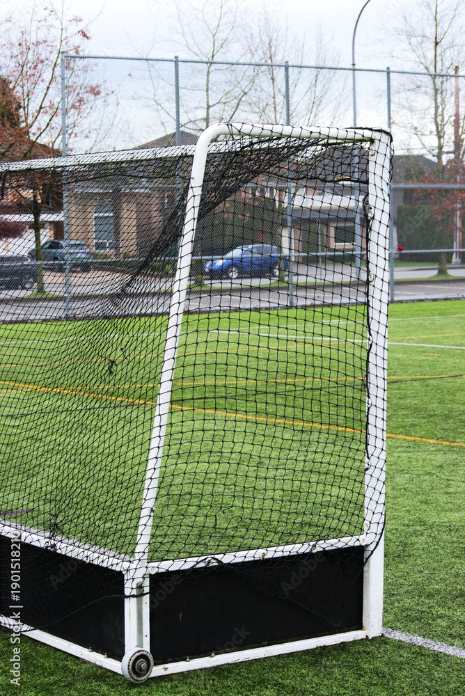 Fototapeta premium Field hockey net on field
