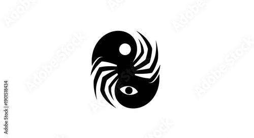 Abstract yin yang symbol on white